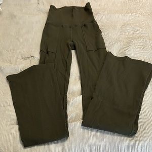 Aerie fold over flare leggings with pockets